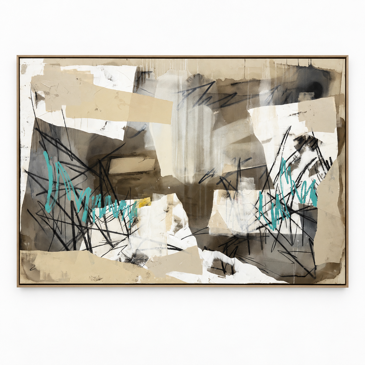 Turquoise accented original abstract painting by Karlos Marquez
