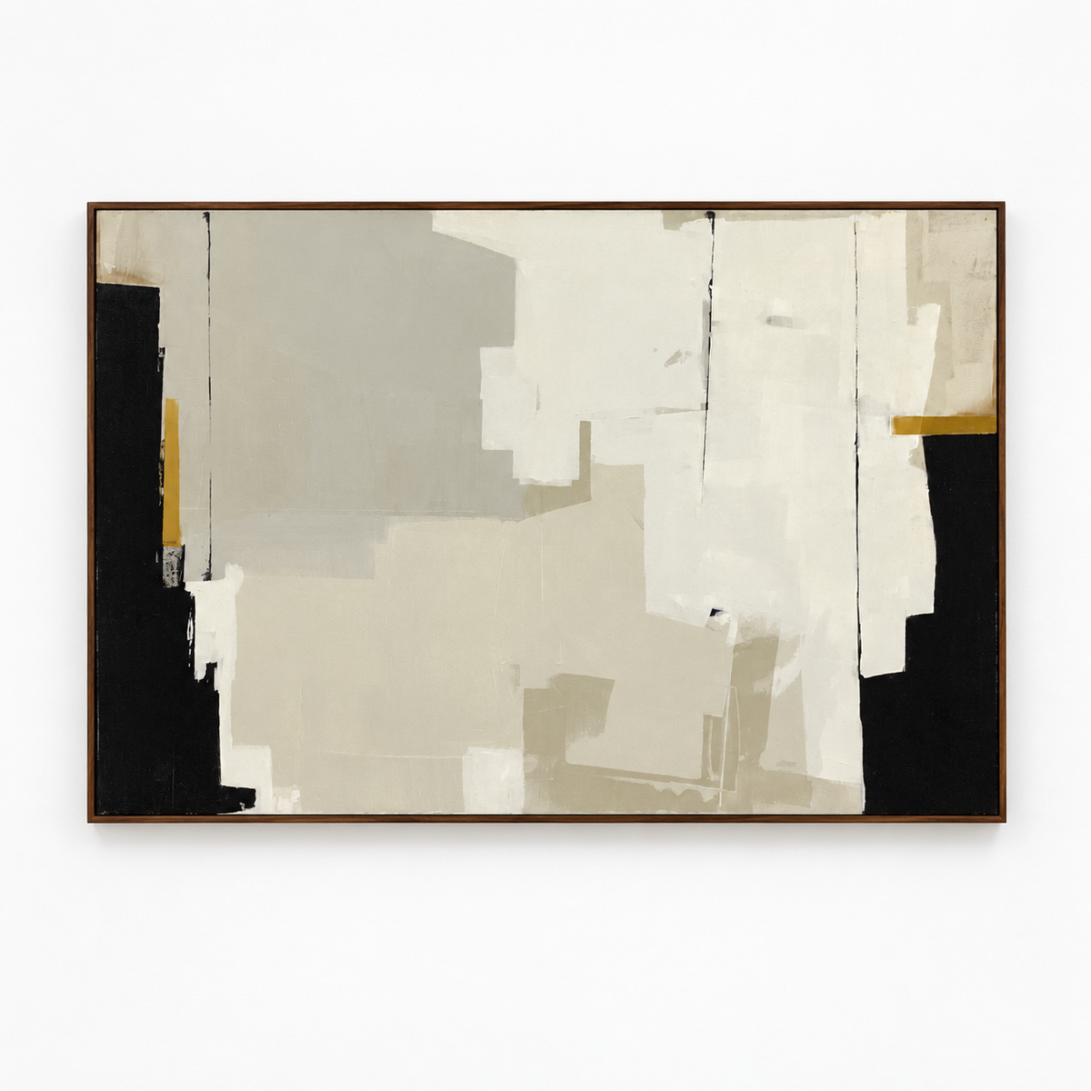 Cream charcoal and ochre abstract painting by Karlos Marquez